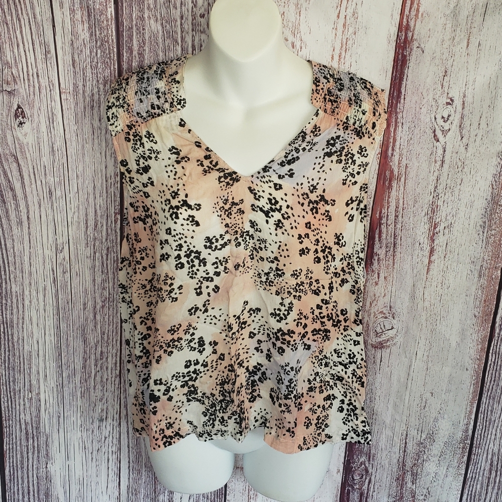 Cloth & Stone Anthropologie Watercolor Leopard Print Sleeveless Top